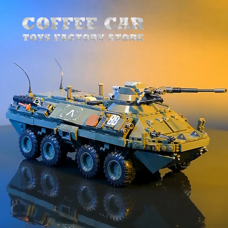 Military Heavy Main Battle Tank MOC Bricks Model Armored Cars Building Blocks Soldiers Weapon Vehicle Children Toys Adult Gifts