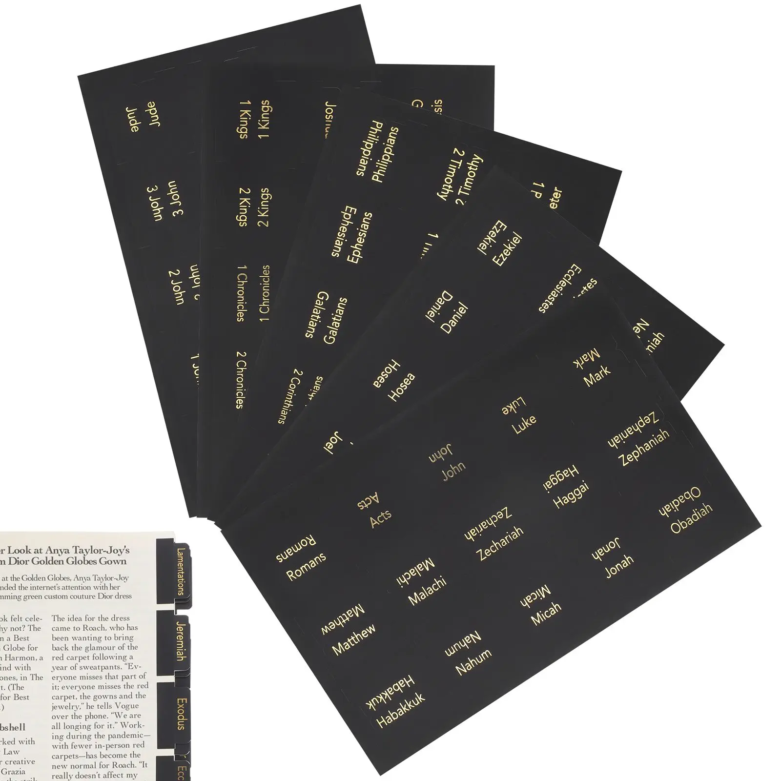 

5 Sheets Bible Index Tags Accessories Women Books Black Pvc Self-adhesive Page Tabs
