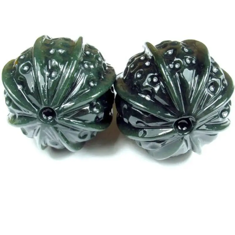 1 Pair Natural Jade Collection Hand Carved Hotan Jade Walnut Natural Jade Citron