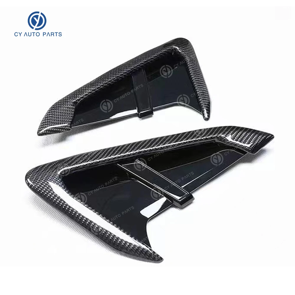 Real Carbon Fiber Glossly Black Car Front Fender Side Air Vent Cover Shark Gills Vent Replace Trim For BMW X3M X4M