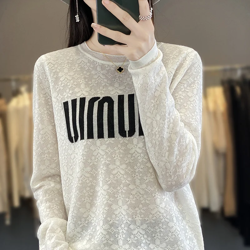 2024 Women\'s cashmere sweater Women\'s sweater Pullover Embroidered sweater Bottom sweater Spring and Autumn cashmere sweater Top