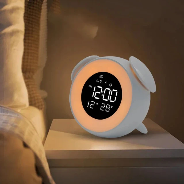 Nuova musica sveglia a LED luce ambientale sveglia a LED con lampada da comodino per bambini in modalita tramonto AliExpress 15