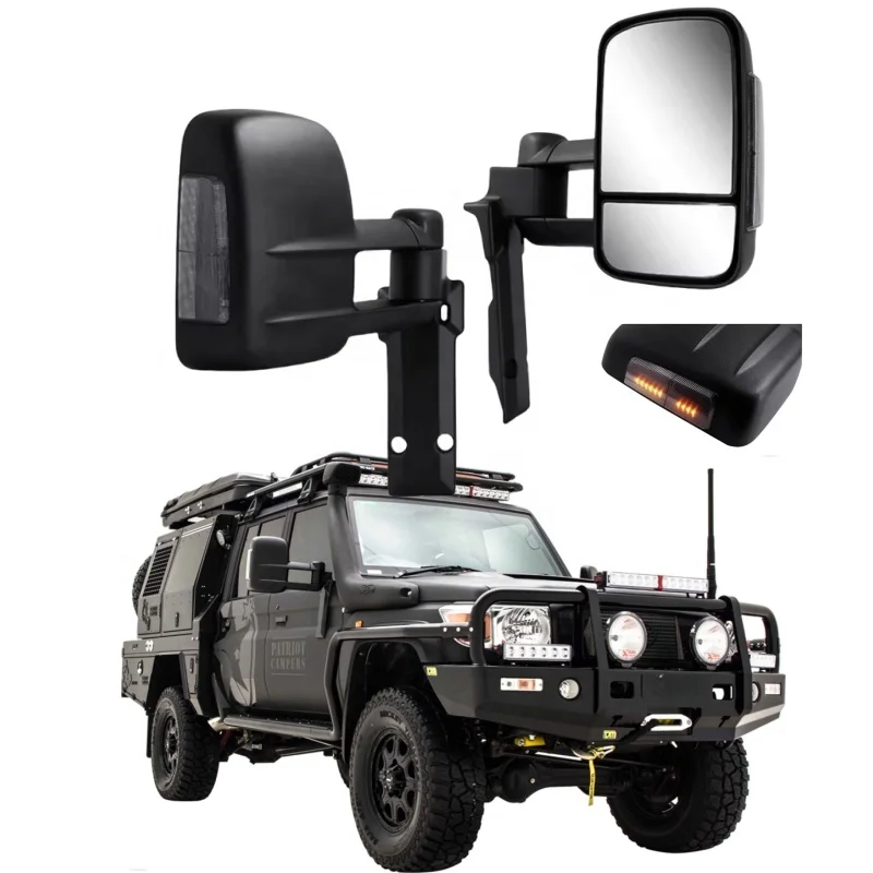 

Electric Chrome Towing Mirrors for Toyota Landcruiser 70 75 79 LED LC76 FJ79 1984-2018 RHD with signal Rear View Mirror