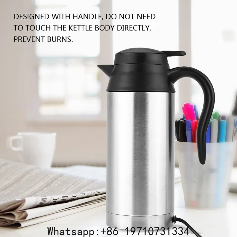 Generic 12V 750ml Stainless Steel Car Electric Mug – Travel Heating Kettle with Cigarette Lighter Plug