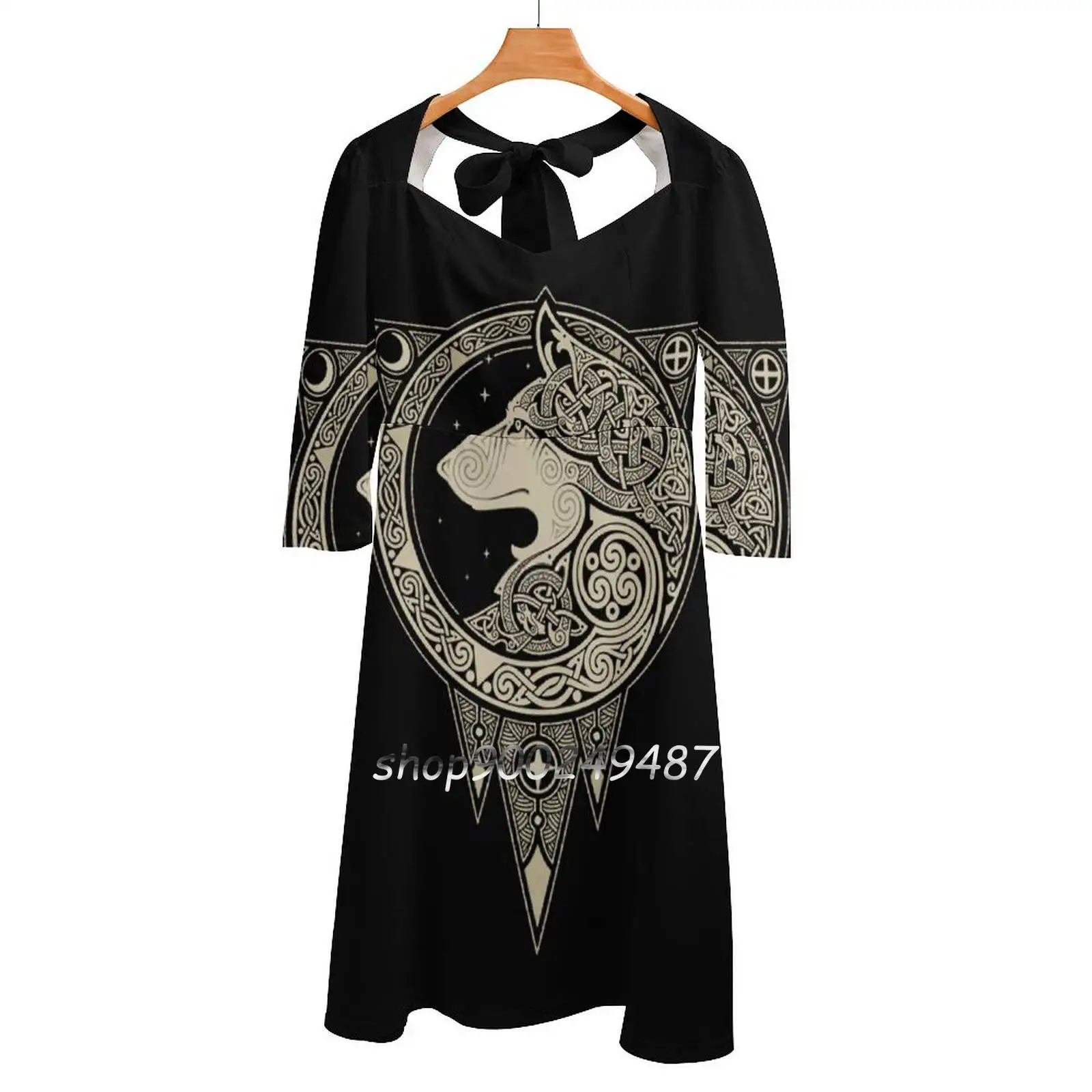 Norse Ulv Evening Party Dresses Midi Sexy Dress Female Sweet One Piece Dress Korean Raidho Scandinavian Mythology Mystical Wolf