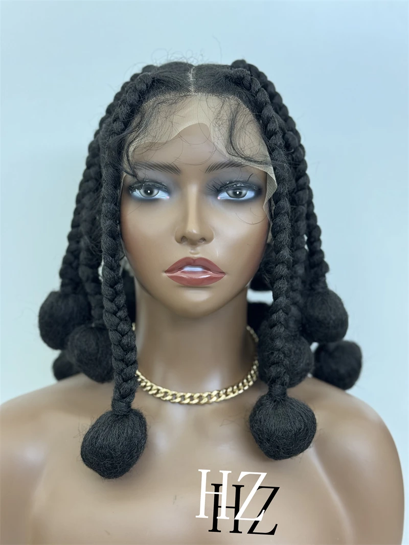 1B الاصطناعية شعر مستعار مضفر HD كامل الدانتيل الباروكة Knotless صندوق الضفائر الباروكات للنساء السود اليدوية الأفريان تجديل خصلات الشعر المستعار #1