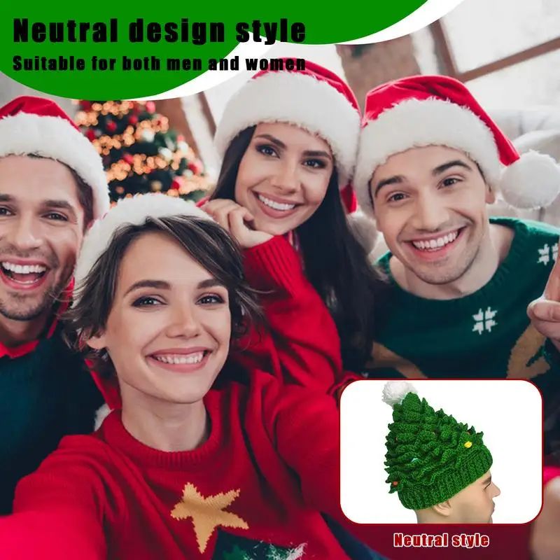 Christmas Tree Hat Winter Hats Santa Hat Warm Hat Christmas Tree Knit Hat Christmas Costume Accessories