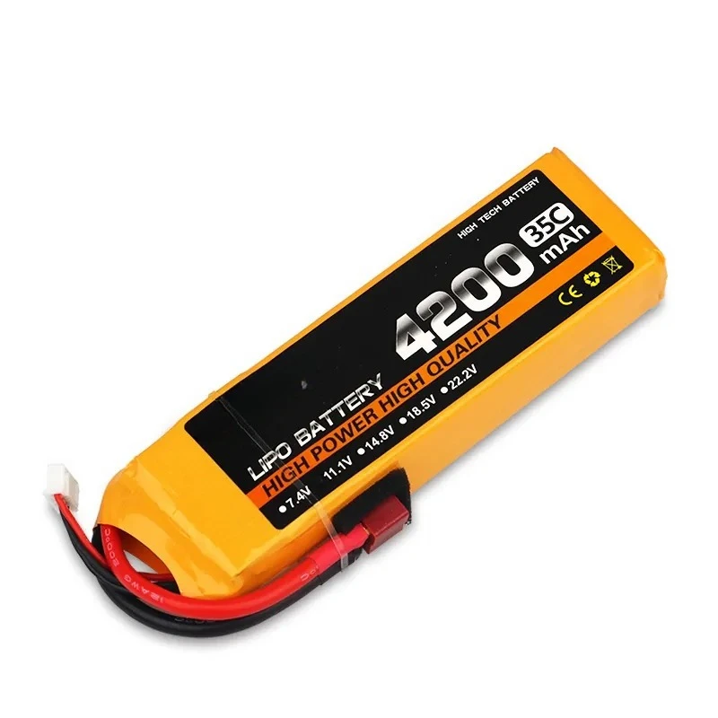 For Model Aircraft 4200mAh 2S 3S 6S Lithium Polymer Battery 35C High Discharge Rate for RC Drone Car and Remote Control Toy