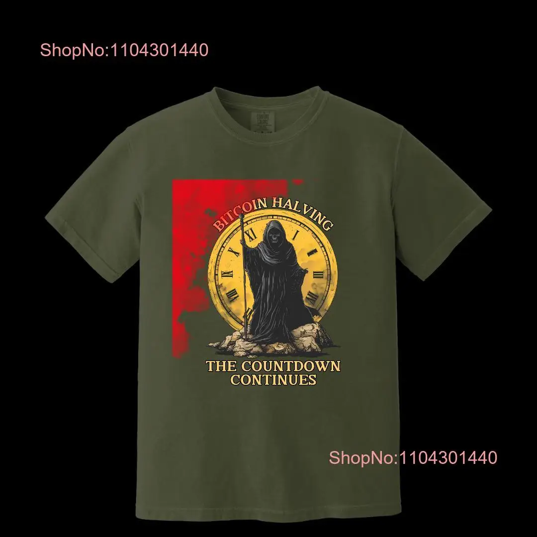 Comfort Colors Bitcoin Halving Countdown T Shirt Cryptocurrency Unique Crypto Apparel Enthusiast long or short sleeves #1