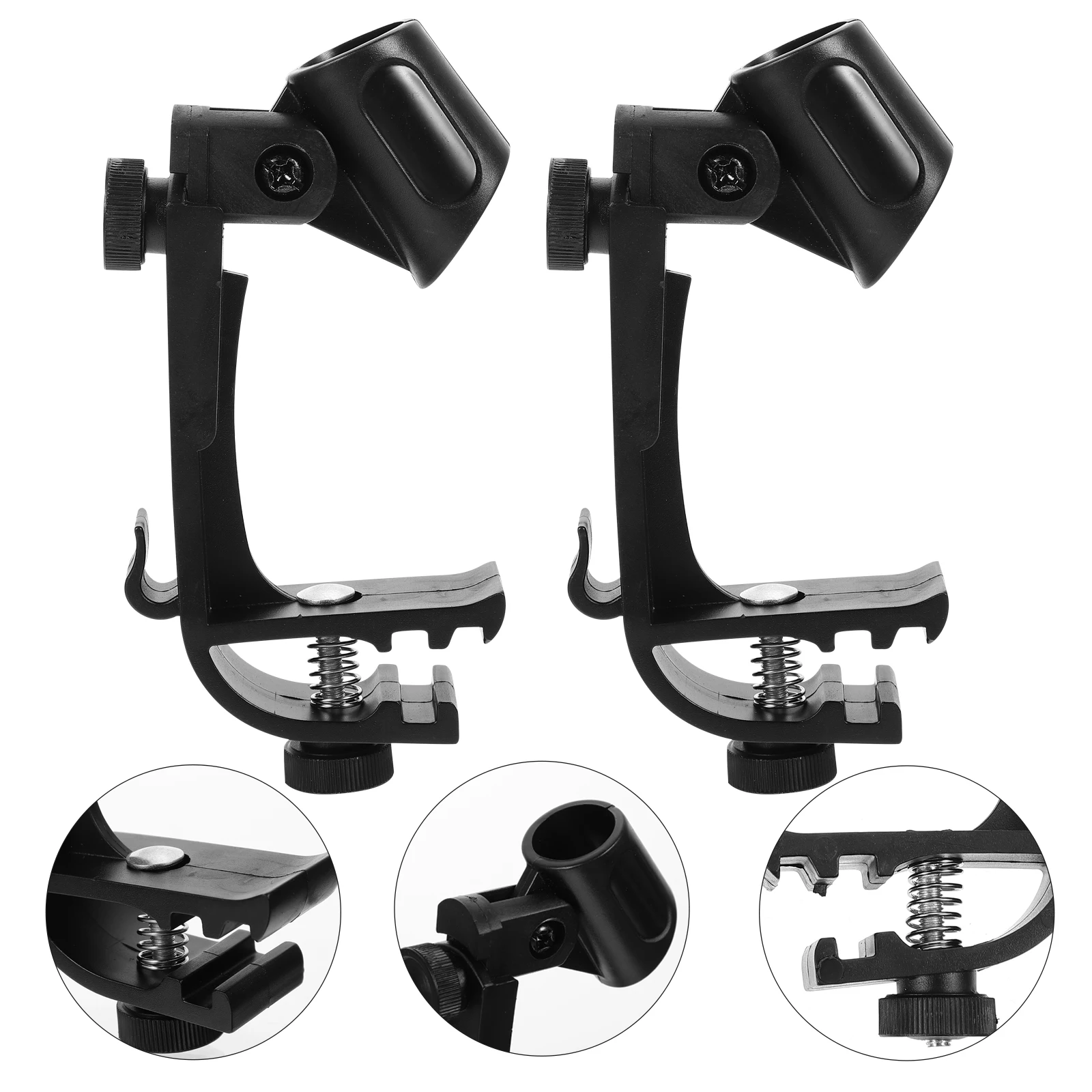 

2 Pcs Microphone Clip Lapel Accessories Adjustable Holder Clip-on Snare Plastic Universal Clamp