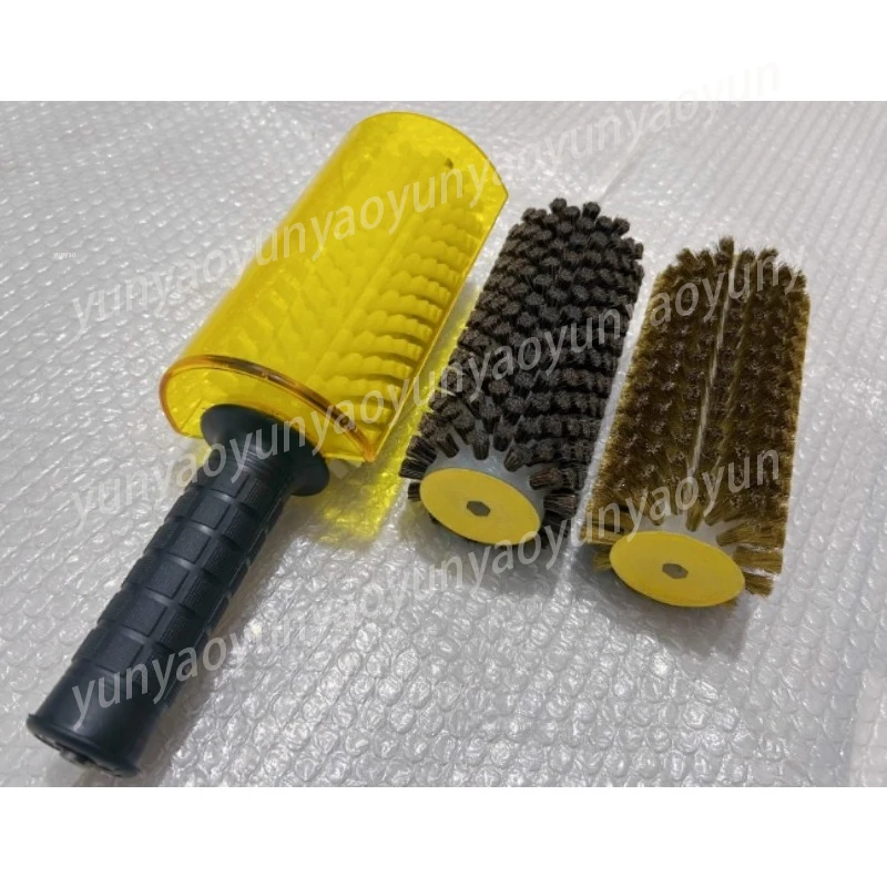Ski Waxing Brush 3-Piece Set, Nylon Horsehair Copper Roto Brushes for Snowboard Base Cleaning Polishing