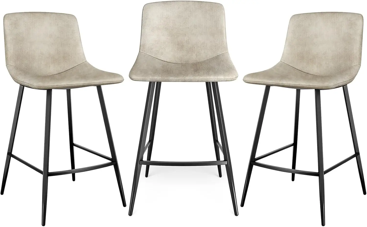 5Rcom 600 lbs Counter Height Bar Stools Set of 3, 24 Inch Leathaire Barstools with Back, Bar Chairs with Metal Legs