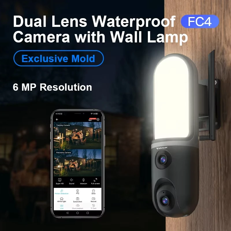 Vstarcam FC4 O-Kam APP 6MP Floodlight Full Color Dual Lens IP Dome Camera For Courtyard Street Lamp AI Humanoid Detection Monito