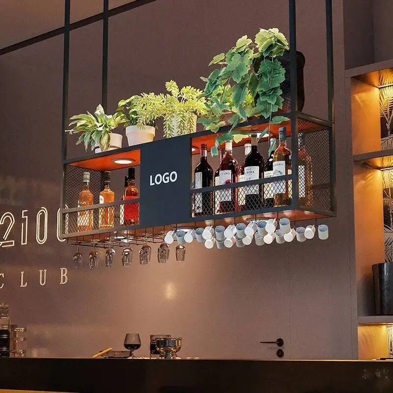 

Hanging Storage Kitchen Wine Cabinets Bar Liquor Club Inverted Drink Wine Rack Small Commercial Modern Stockage Vin Furniture