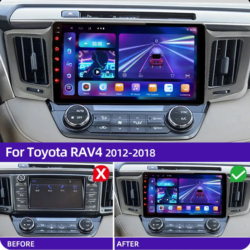 Car Multimedia Player GPS 2Din Car Radio Android 12 Wireless CarPlay Android auto for Toyota RAV4 RAV 4 2012-2018 4G WIFI 8core