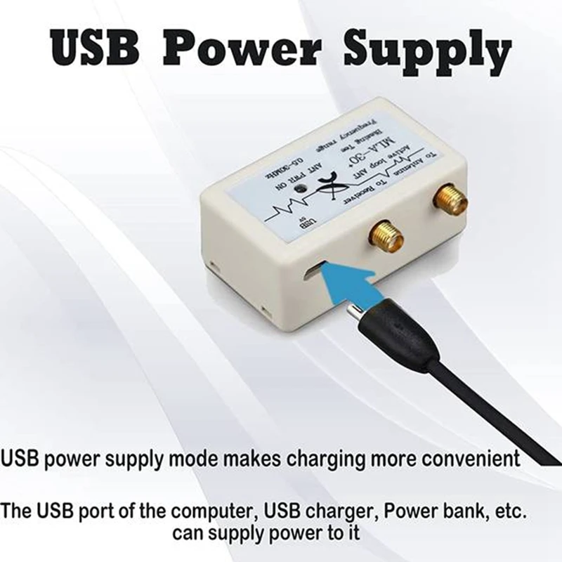 MLA-30 + Plus-antena de recepción activa en anillo, dispositivo de 0,5-30Mhz, de bucle SDR, de bajo ruido, de onda corta y media