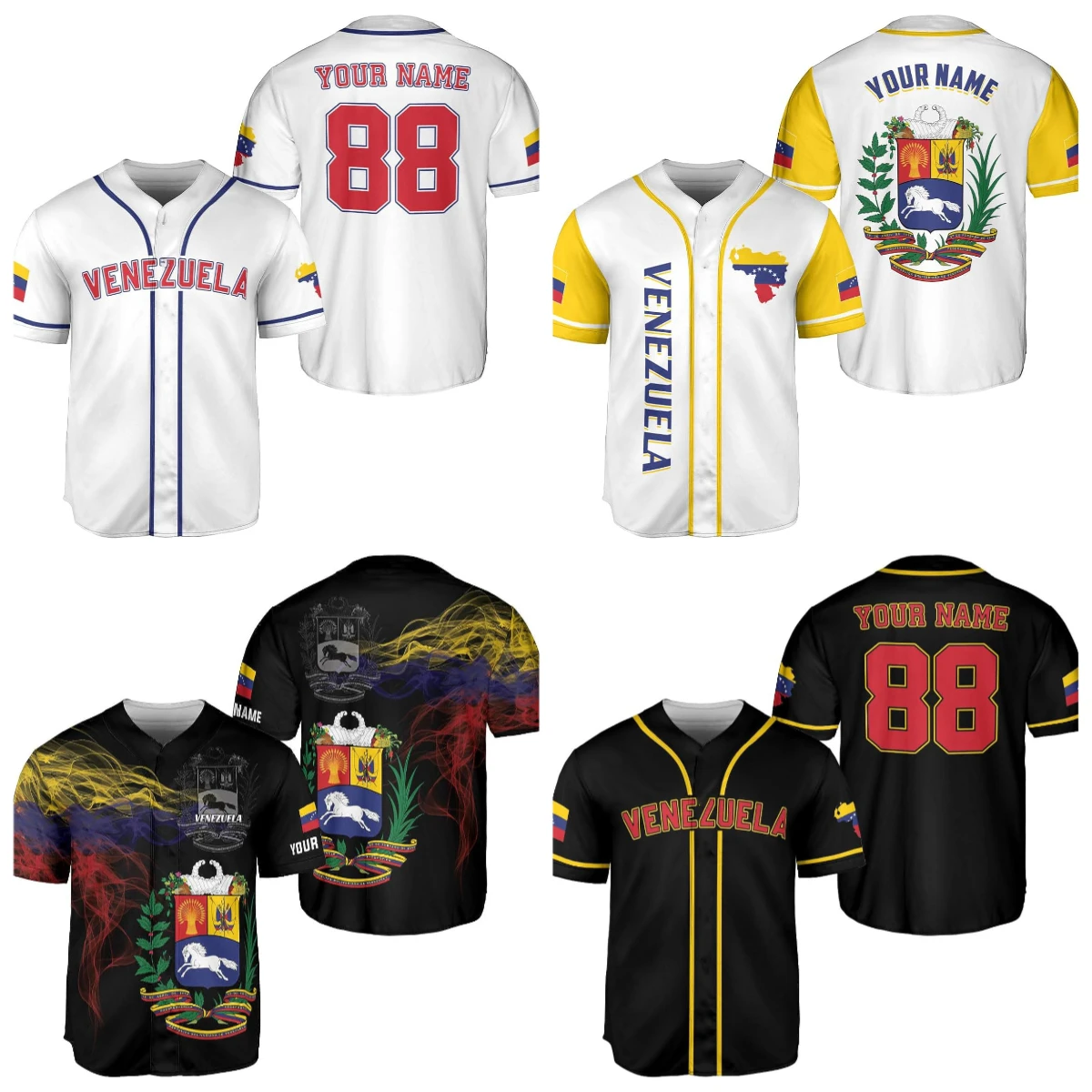 

In The Summer of 2025, Hot-selling Venezuelan Flag Baseball Jerseys, 3D Printed Men's Shirts, Casual Shirts and Hip-hop Tops