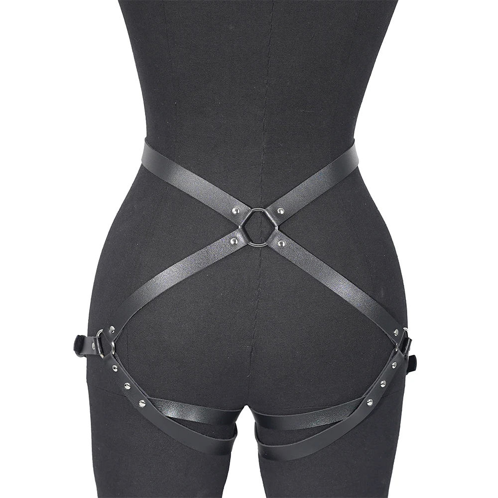 Women Sexy Leg Harness Pu Leather Lingerie Bdms Bondage Thigh Garter Belt Gothic Fetish Clothing Exotic Accessories