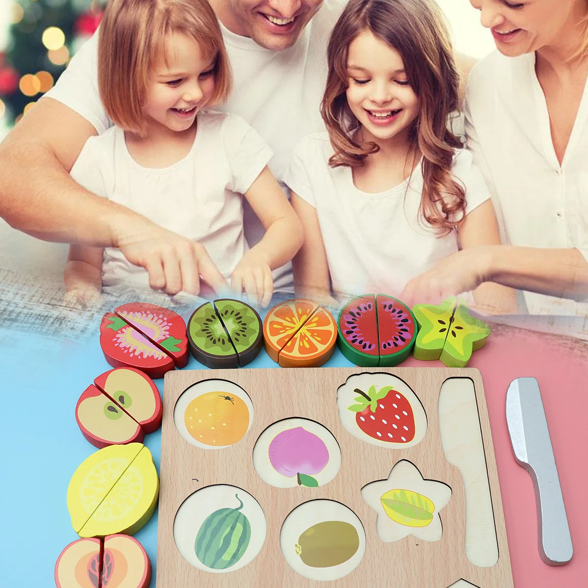 Conjunto de comida de madeira para crianças, corte realista de frutas e legumes, aprendizagem interativa, jogo de cozinha montessori