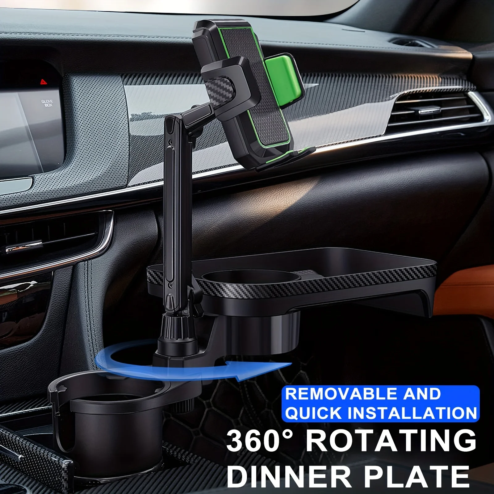 Cup Holder Expander 360 Rotating Table Tray Holder Car Cup Holder Expander Cup Holder For Car With Mobile Phone Holder