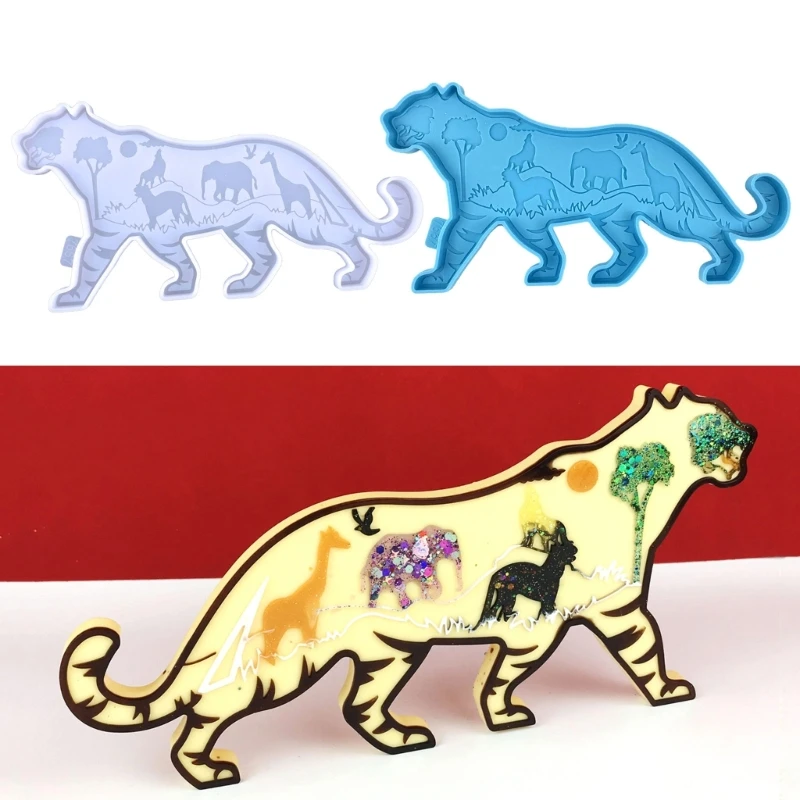 Molde de resina de tigre de silicona, molde de resina epoxi Animal para pared, decoraciones de armarios