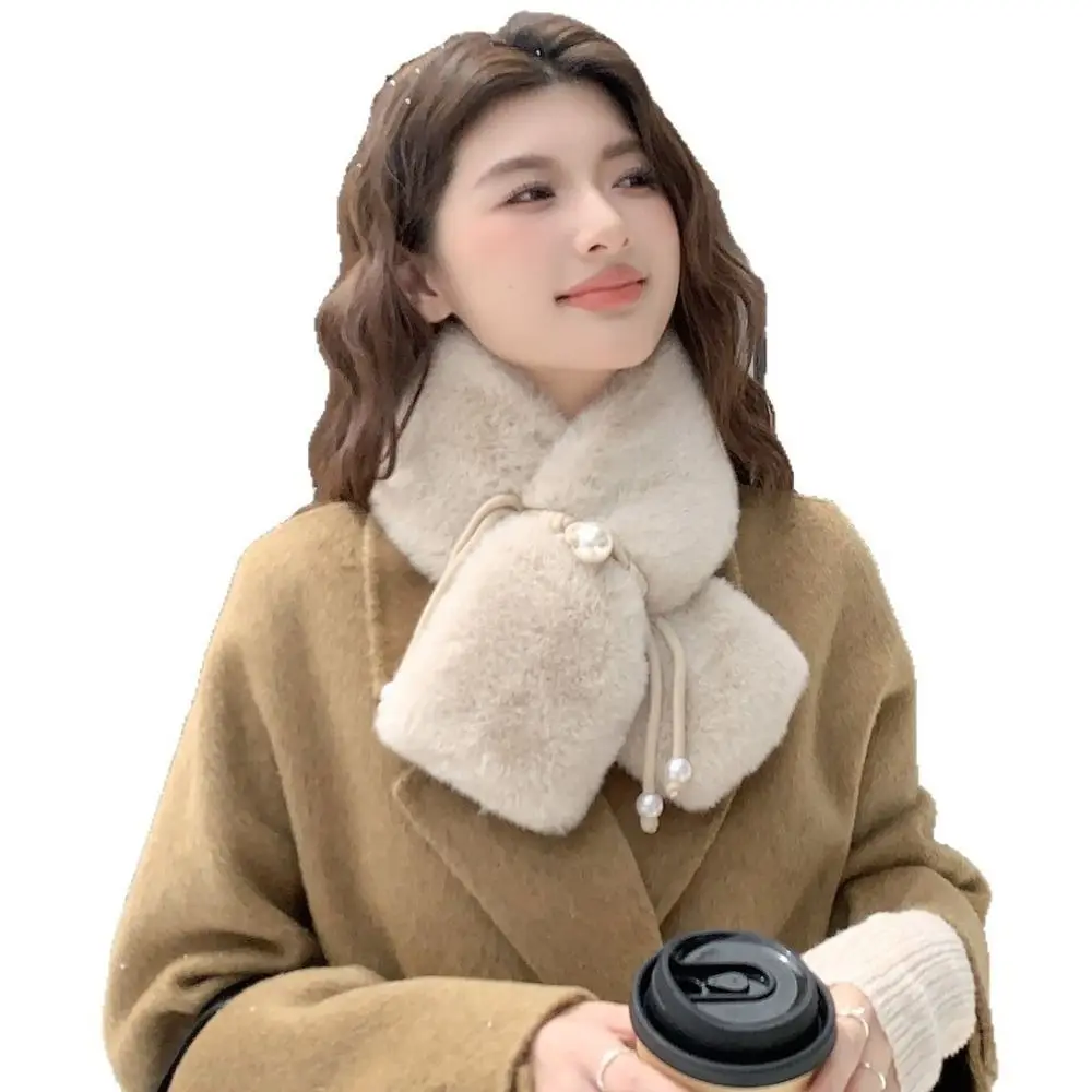 

Снуд однотонный шарф с крестом, теплый утолщенный пушистый меховой шарф для шеи, мягкий пушистый ветрозащитный зимний шарф для холодной погоды