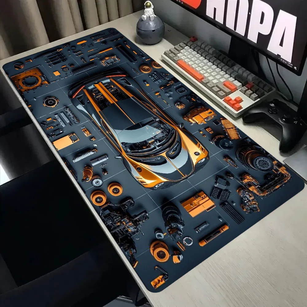 Formula Race Car Disassembly Blueprint MousePad Large Mouse Pad Stitched Edges XXL Keyboard Pad Computer PC Office Accessories