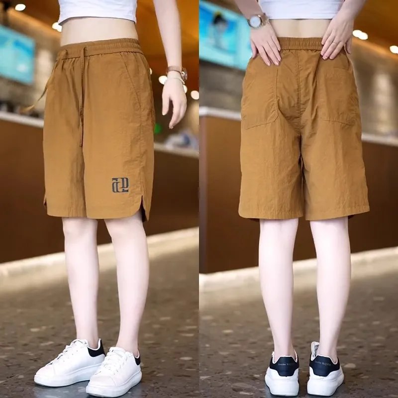 Calzini casual in seta di ghiaccio da uomo estivi sottili larghi sportivi comodi pantaloni a cinque quarti gamba dritta a vita media gioventù Faion