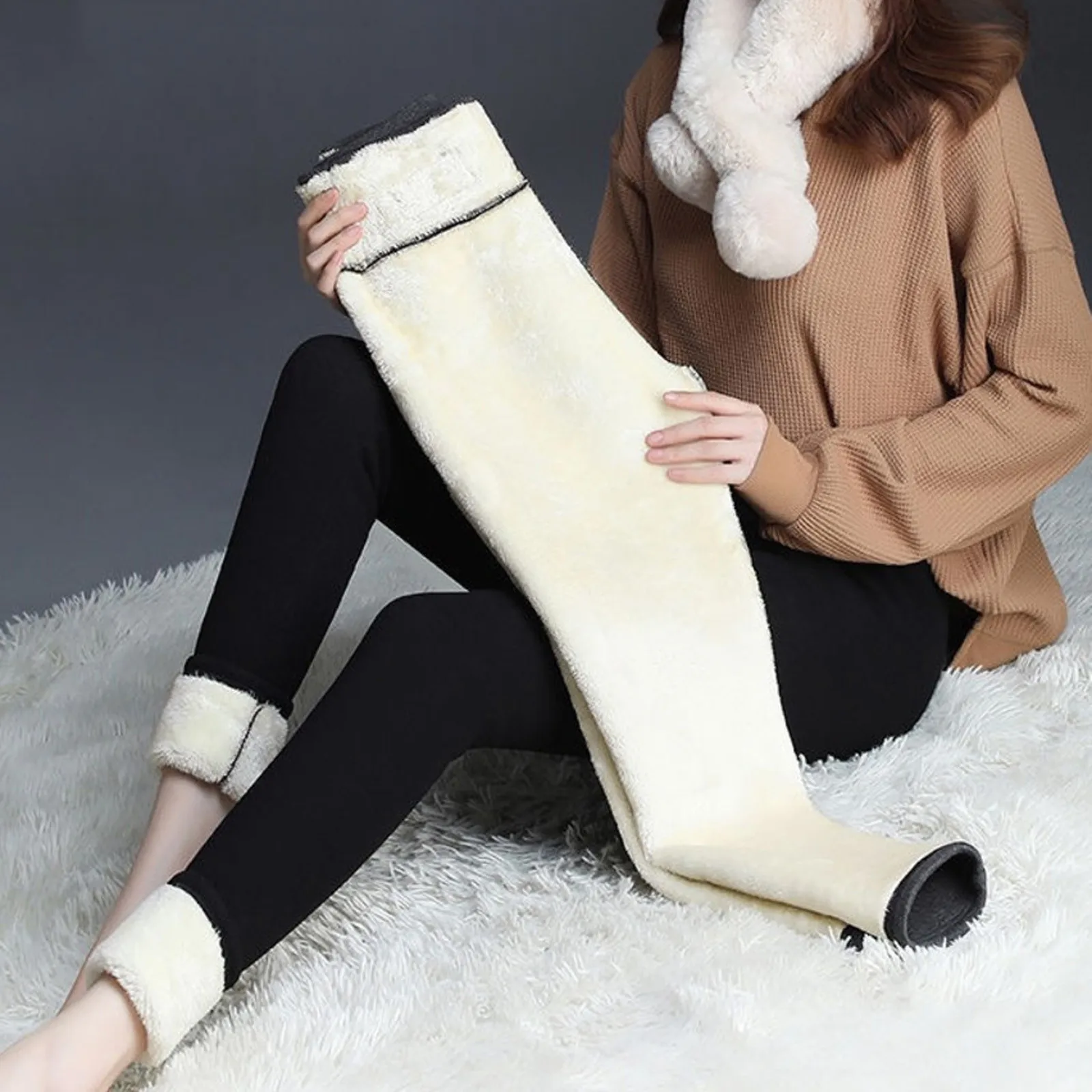 Women Pants Warm Winter Thick Velvet Legging High Waist Black Leggings Compression Thick Lamb Wool Pants Cold Resistant Pants