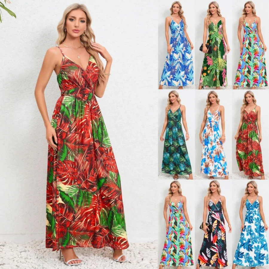 

【HOT】European and American summer women's clothing fashionable sexy suspender backless slim dress long dress European and Ame