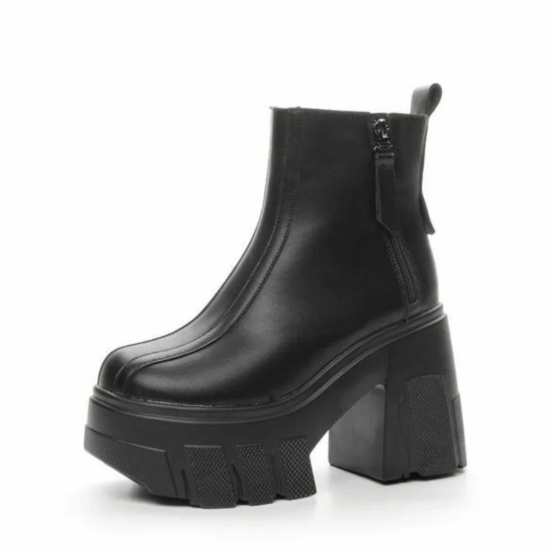 

Новые женские туфли-лодочки из микрофибры высокого бренда 11 см, белые туфли на каблуке, повседневные ботильоны на молнии, туфли на танкетке на платформе