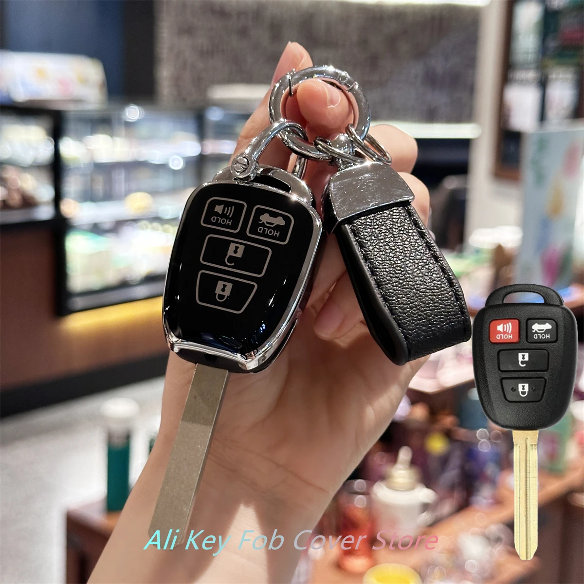 Key Fob Cover with Keychain Lanyard for Toyota Corolla 2014 2015 2016 2017 2018 2019 Camry 2014-2017 Tacoma 2016-2018