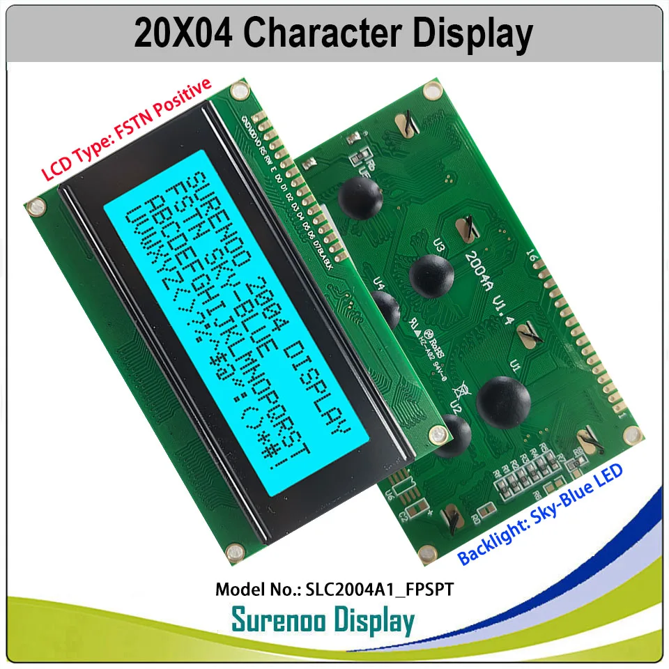 Surenoo 204 20X4 2004 STN FSTN Positive Character LCD Module Display Screen LCM with White Blue Orange Green LED Backlight