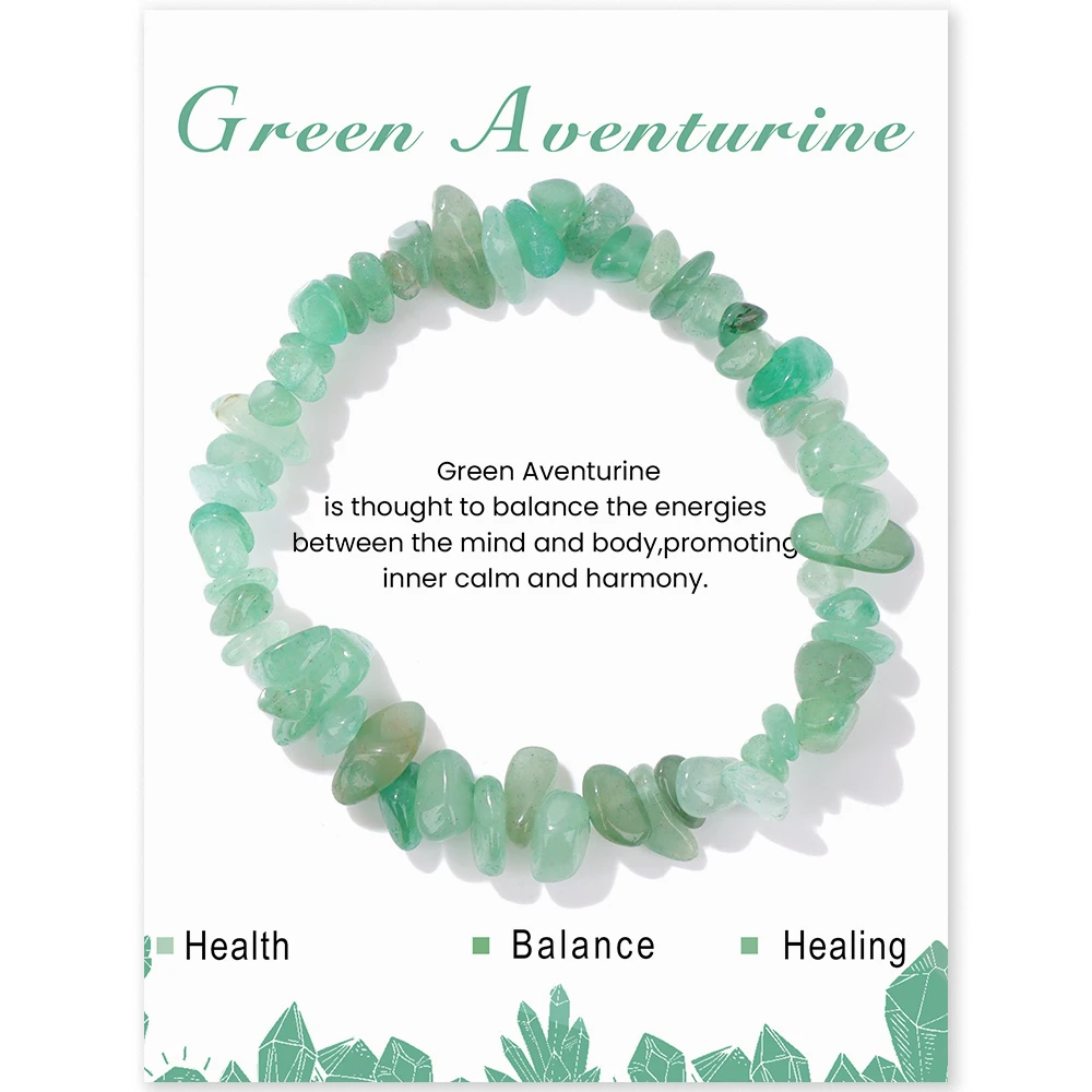 Natural Green Aventurine Bead Bracelets For Women Men Reiki Healing Energy Crystal Gravel Faceted Round Beads Bangles Jewelry