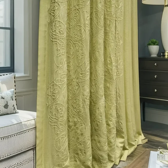 High-end French High-precision Light Luxury Bedroom Silk High-end New Embroidery Living Room Villa European Style Green Door