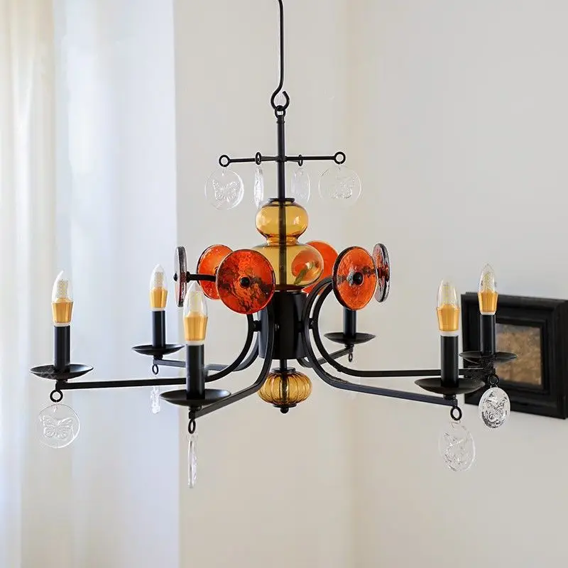 

Retro Symphony Chandelier Vintage Bedroom Decorative Light High End Master Living Room Black Candles Dining Room lamp