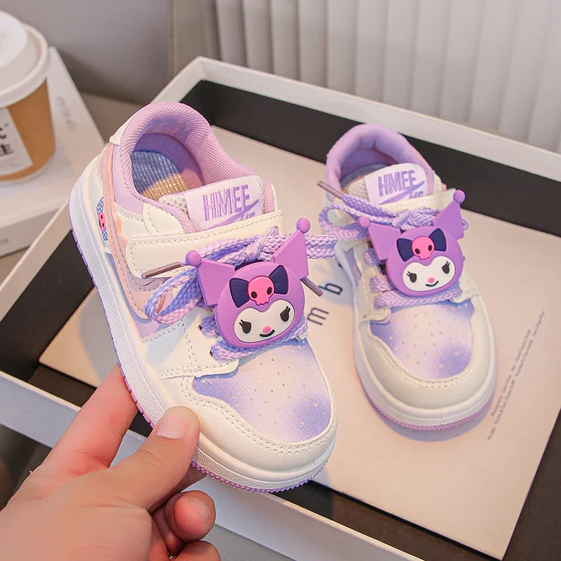 Kawaii Children's Kuromi Melody Casual Shoes Girls Cute Cartoon Sports Board Sneakers  All-match Chic Kids Girls Shoes