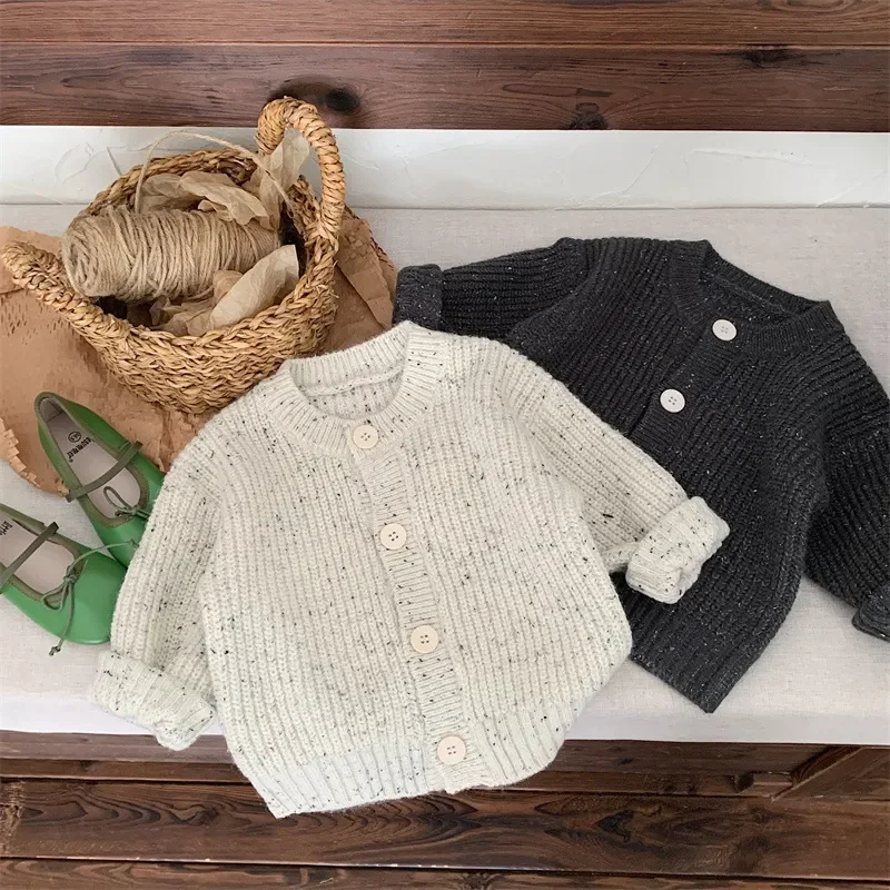 Kids Sweaters Solid Girls Knit Cardigans Single Breast Boy Sweater girls knit sweater baby chunky knit sweater