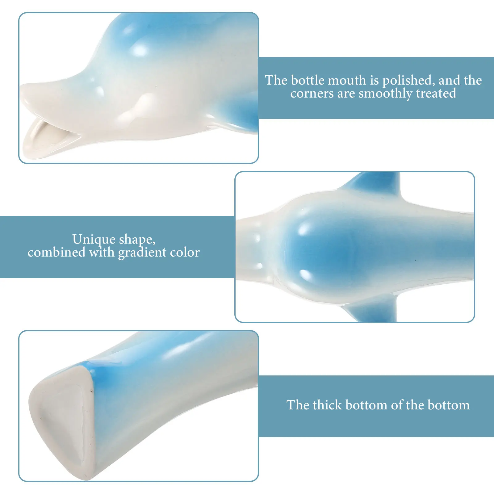 

Dolphin Shape Ceramic Flower Vase Gradient Color Creative Floral Arrangement Vase Decorative Pot for Home Office Tabletop