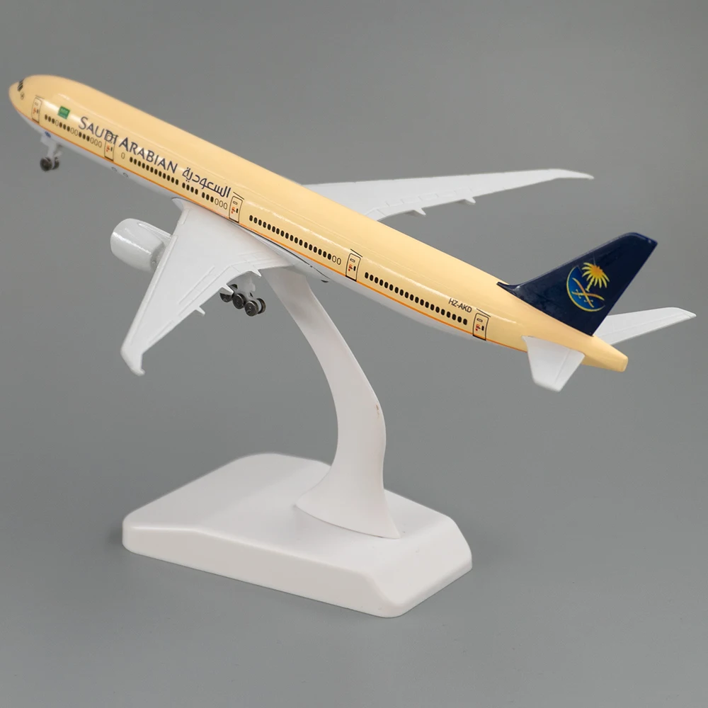 19cm Aircraft Boeing 777 Saudi Arabia Airlines Alloy Plane B777 with Wheel Model Toys Children Kids Gift for Collection