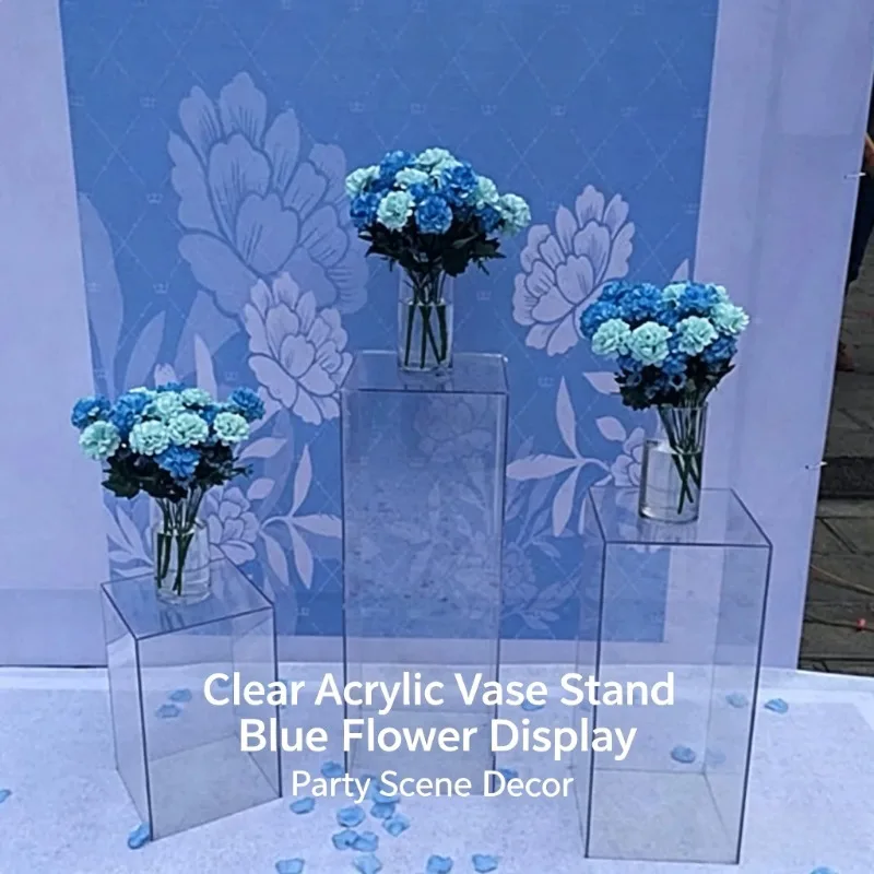 Wedding Layout Prop Clear Acrylic Road Guide, Transparent Square Column Marker for Ceremony Aisle Decoration for Ceremony Decor