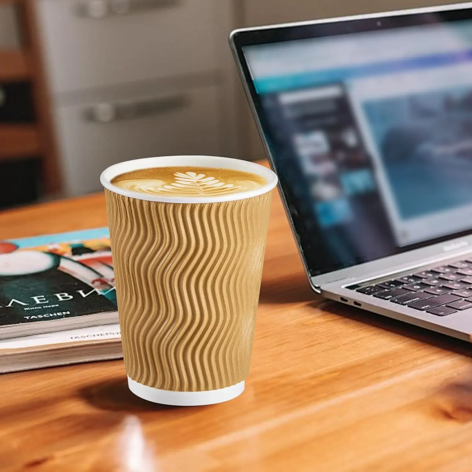 150 عبوة من فناجين القهوة المعزولة سعة 12 أونصة. تصميم جدار تموج للمشروبات الساخنة/الباردة، المكتب، المنزل، الحفلات والسفر. #4