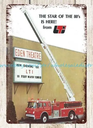 collectible fire truck equipment Foot Water Tower firefighting metal tin sign