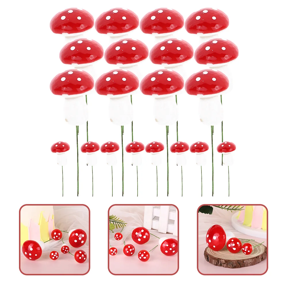 

20 Pcs Mushroom Cake Toppers Decorations Woodland Theme Baby Birthday Straw Hat Christmas