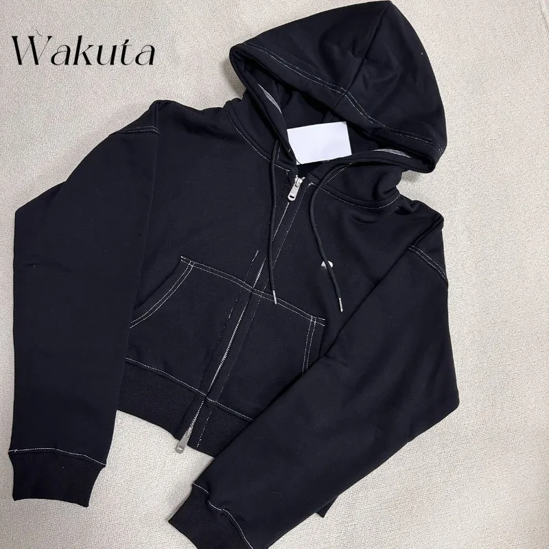 WAKUTA Korean Hipster Fall and Winter Letters Printed Hooded Terry Sweatshirts Fashion Commuter Loose Hoodies Ootd コダック ポケモン