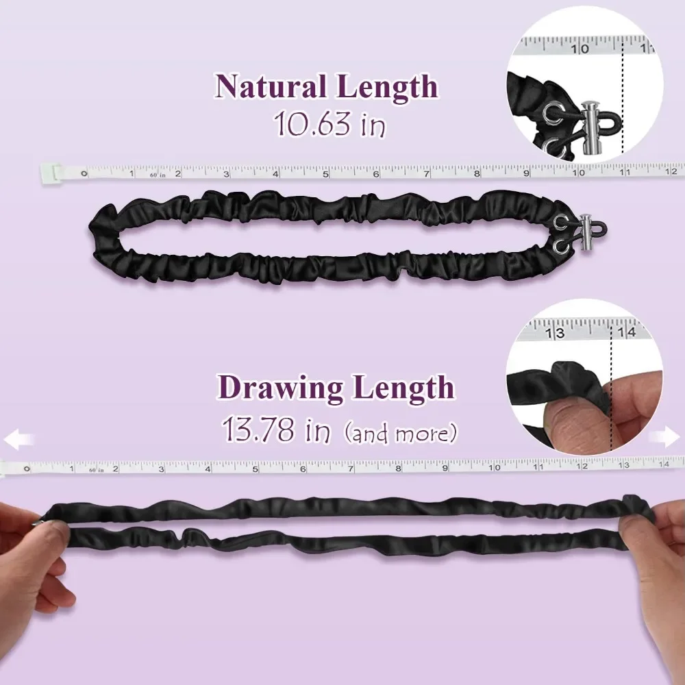 3Pcs Adjustable Extra Length Scrunchie Elastic Tie Hair Rope No Slip Silky Satin Hair Loop Rubber Band for Girl Thick Curly Hair