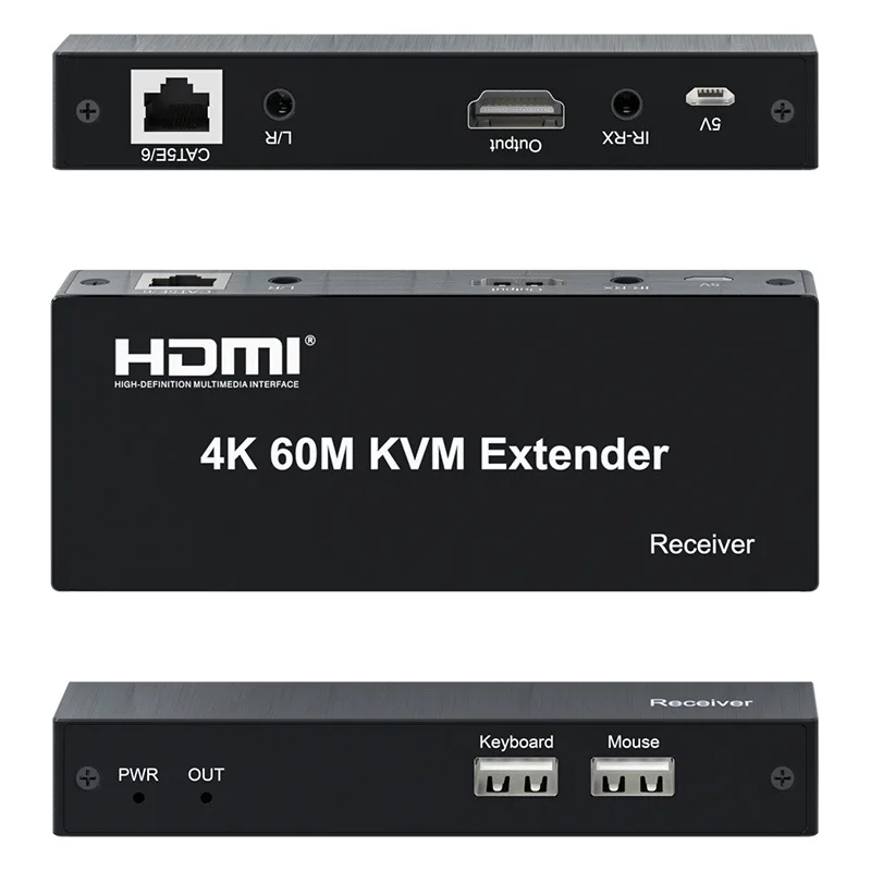 1080P 4K HDMI KVM Extender 60M over RJ45 Ethernet Cat6e/6 cable 4K HDMI USB Extender Transmitter Receiver kit mouse keyboard