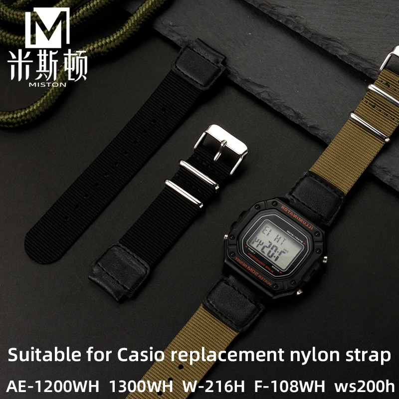 

A158/159 168 nylon strap 18mm men's women for Casio 3229 AE-1200WH/1100/1300 W-216H F-108WH Ws200h fabric watchband bracelet