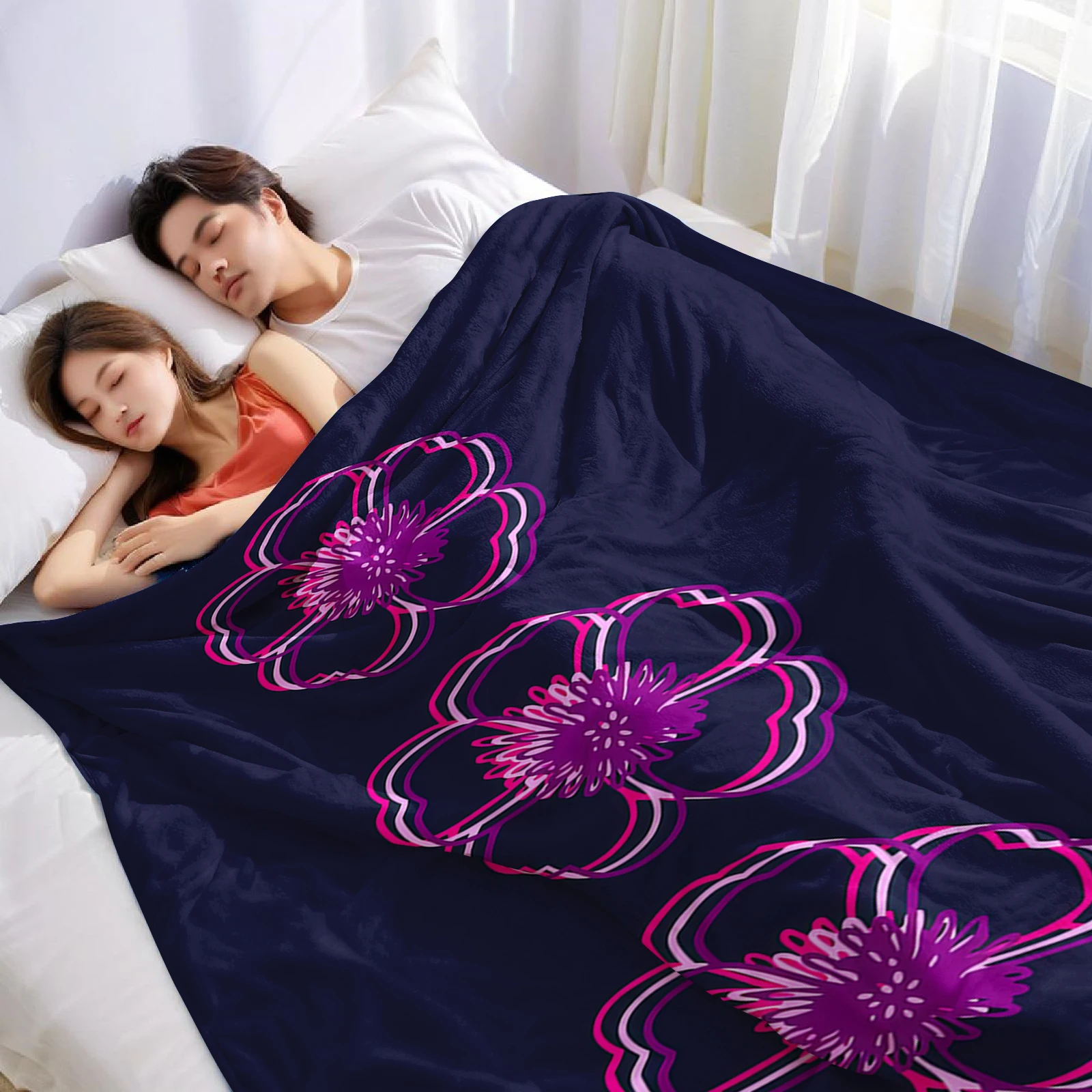 Neon Poppy Lightweight Microfiber Flannel Blanket Soft Warm Cozy Throw All Season for Bed Sofa Office Travel Gift
