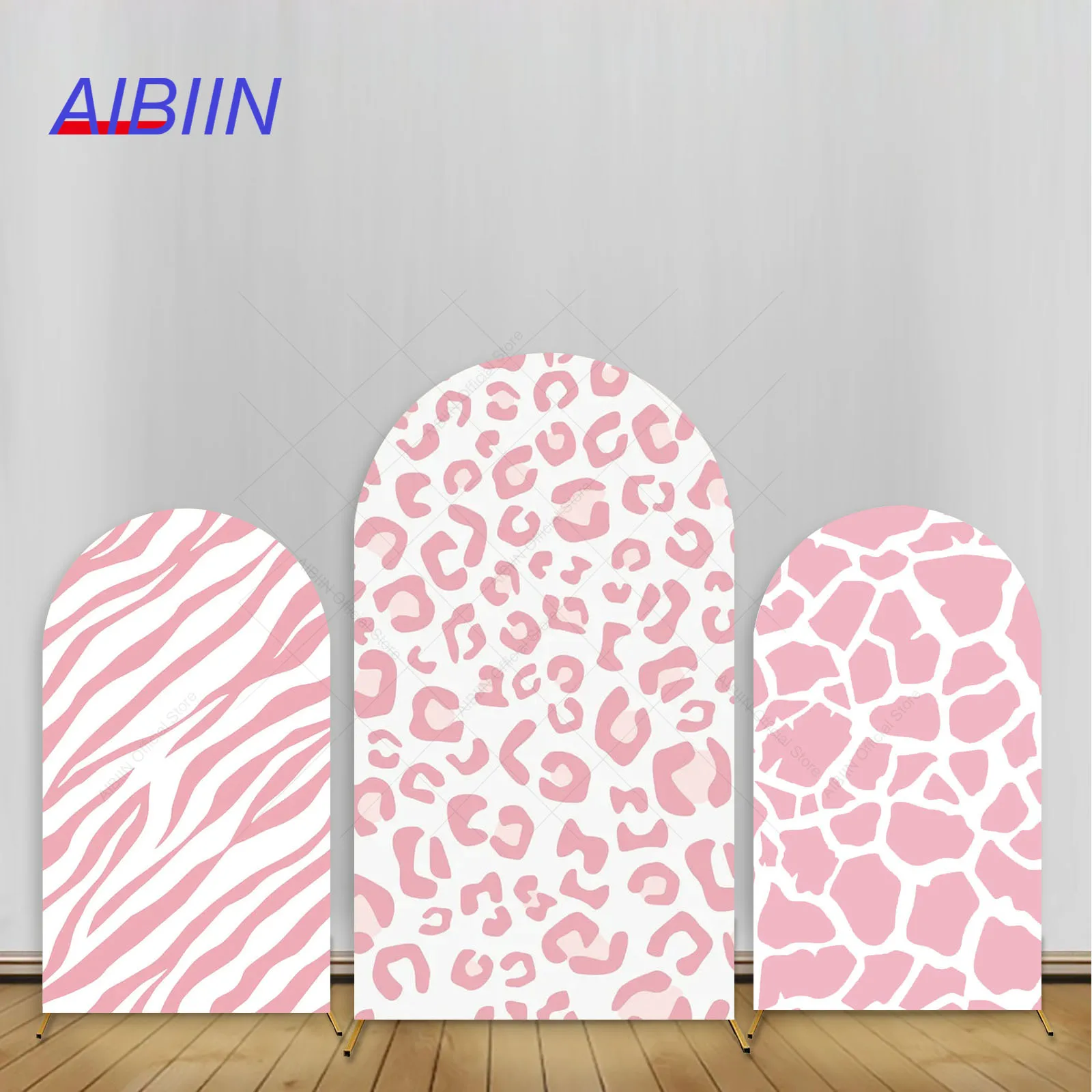 

Pink Safari Arch Backdrop Cover Jungle Animals Leopard Giraffe Zebra Texture Wild One Girl Birthday Baby Shower Party Decor